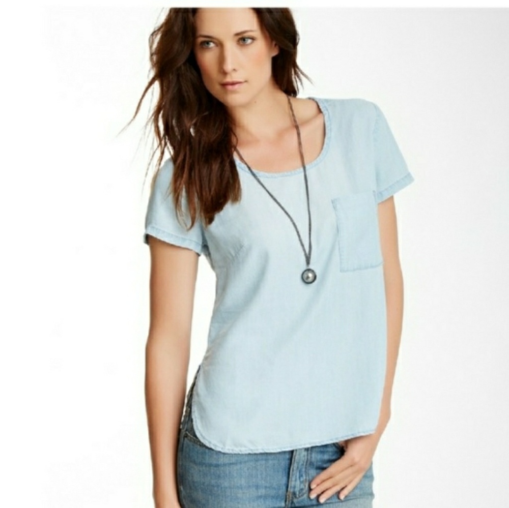 Cloth and stone chambray pocket T-shirt MED
